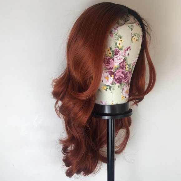 PHENICE 22” COPPER 5” PART BODYWAVY LACE FRONT WIG